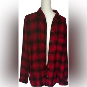 American Eagle Red & Black Flannel Shirt | Classic Plaid Soft Warm Winter Layer